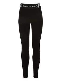 image of River Island Waistband Leggings Black Size 11-12 Years Girls