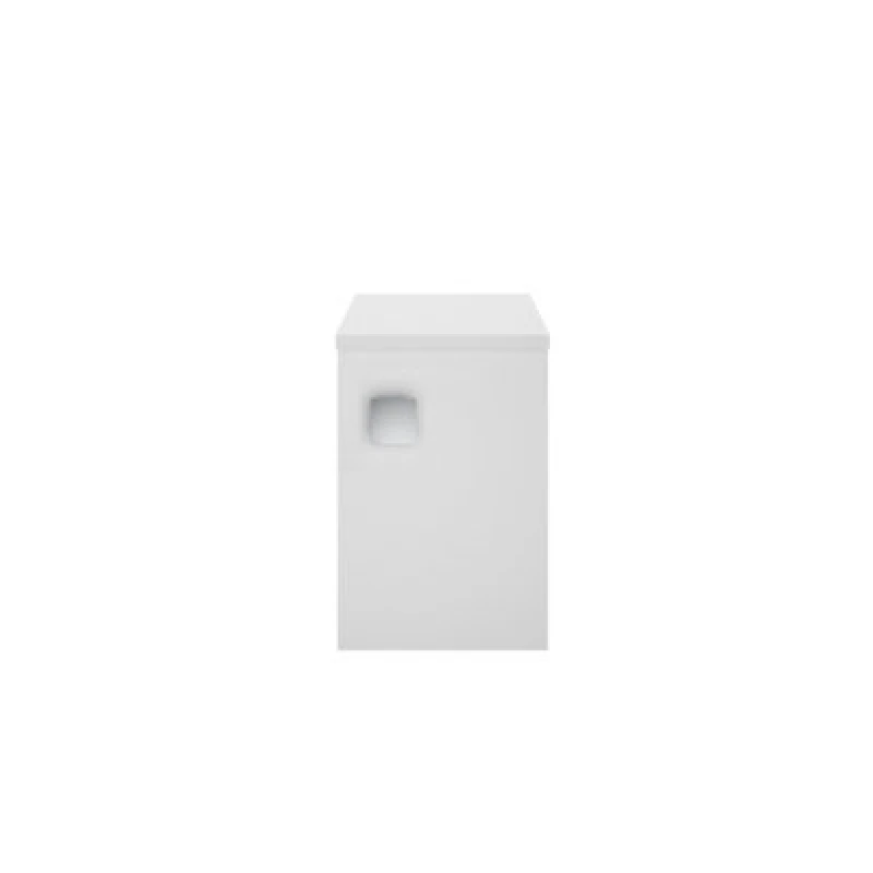 Image of Hudson Reed Sarenna Wall Hung 1 Soft Close Door Side Unit, Modern Tall Bathroom Furniture Storage Cupboard In Moon White, 350mm