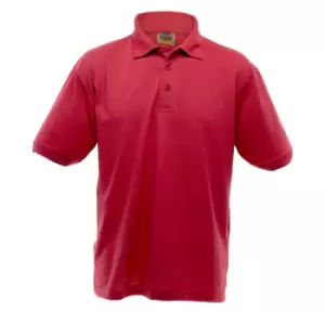 image of UCC 50/50 Mens Heavyweight Plain Pique Short Sleeve Polo Shirt (2XL) (Red)