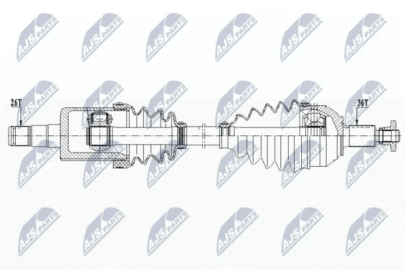Image of NTY NPW-WW-206 Drive shaft Automatic Transmission, Front Axle Left Drive Shaft (13)