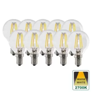 Image of E14 4.5W Clear Glass Warm White Dimmable Golf LED Bulbs, Pack of 10
