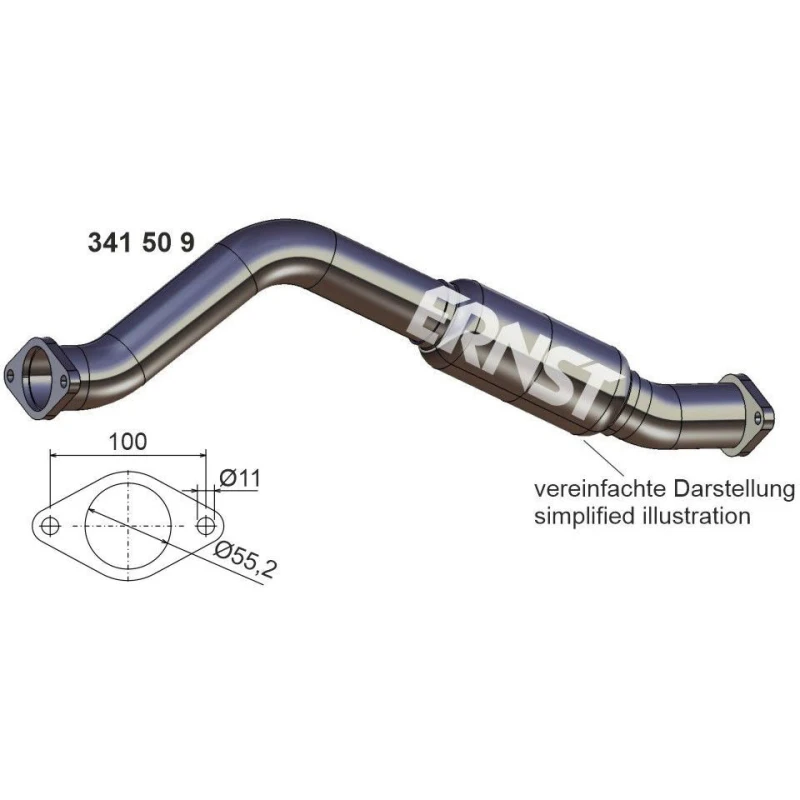 Image of ERNST 341509 Exhaust Pipe Centre, Length: 640mm Exhaust Pipe (17)
