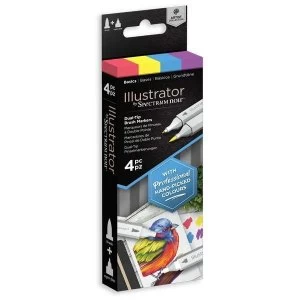 Image of Spectrum Noir Illustrator Dual Tip Brush Marker Pen Set Basics Pack of 4