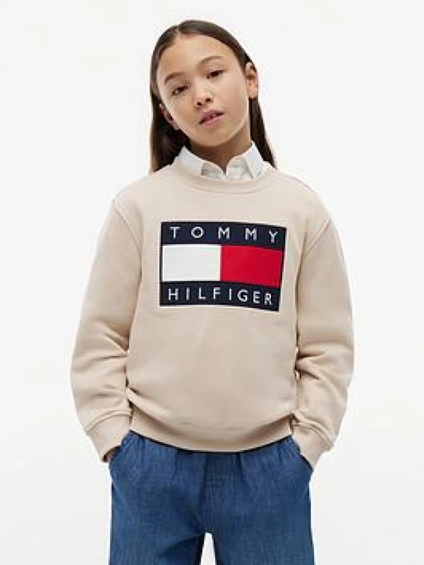 Image of Tommy Hilfiger Kids Crew Sweatshirt Crew Sweaters 4Y Beige 52243104135