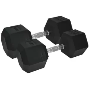 image of Urban Fitness pro Hex Dumbbell - Rubber Coated (Pair) - 2 x 15kg - Black - Black