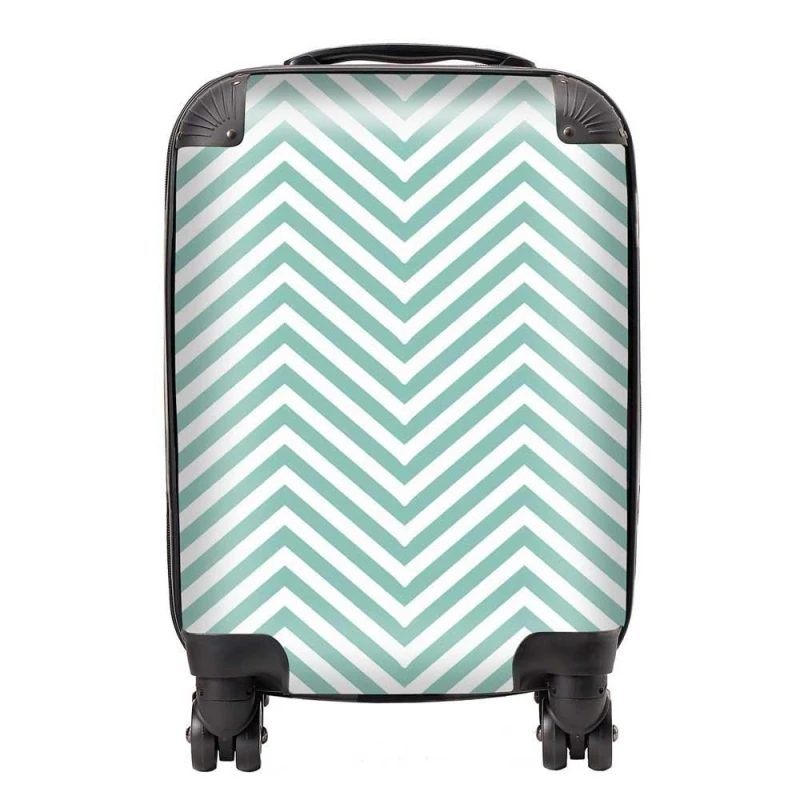 Image of Warren Reed - Designer Geometric Chevron Pattern Suitcase in Green Size: Small Green Unisex Small