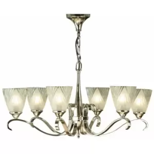 image of Luxury Hanging Ceiling Pendant Light Bright Nickel Deco Glass 6 Lamp Chandelier