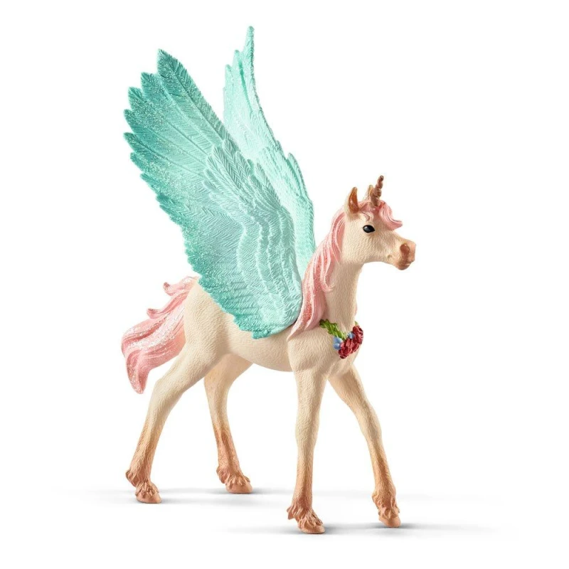 Image of Figurine: Schleich Bayala Decorated Unicorn Pegasus Foal Toy Figure, 5 to 12 Years, Multi-colour (70575) Multi