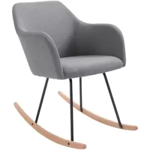 image of Linen Look Rocking Chair w/ Solid Wood Curved Legs Padded Seat Deep Grey - Homcom