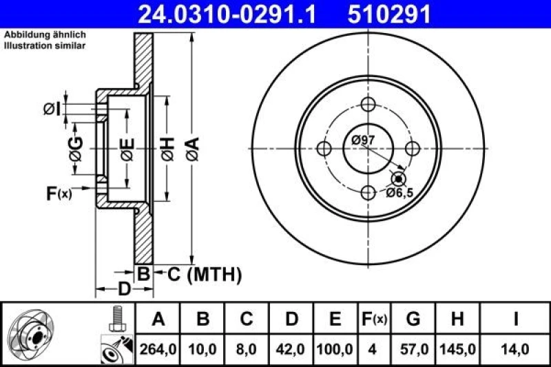 Image of ATE 24.0310-0291.1 Brake disc solid, Coated, with bolts/screws Brake Disc (82)