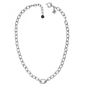 image of Ladies Karl Lagerfeld Silver Plated Oval Link Collar Necklace