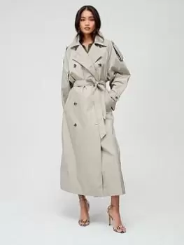 Image of Calvin Klein Oversized Trench Coat - Beige , Green, Size 38, Women