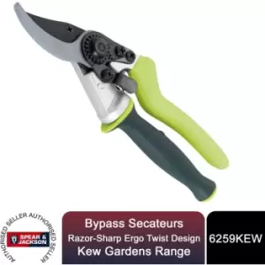 Image of Bypass Secateurs, Razorsharp Ergo Twist Design Kew Gardens Range - Spear&jackson