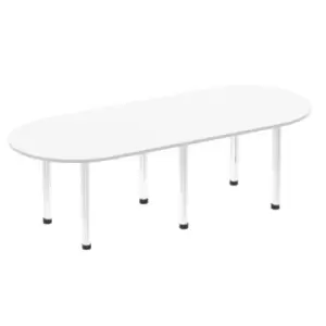 Image of Impulse 2400mm Boardroom Table White Top Chrome Post Leg