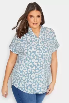 Image of Animal Print Half Placket Blouse