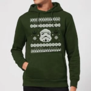 Image of Star Wars Stormtrooper Knit Christmas Hoodie - Forest Green - L