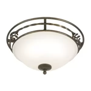 Image of 2 Bulb Flush Light Low Ceiling Black Gold LED E27 60W Bulb