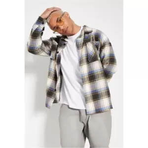 image of I Saw It First Green Mens Oversized Check Shacket - Green