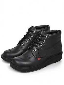 Image of Kickers Kick Hi Leather Ankle Boots - Black, Size 3, Women