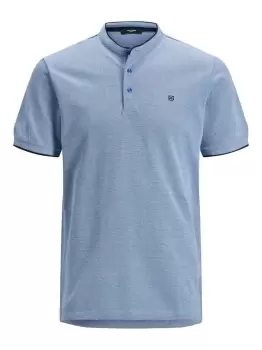 image of JACK & JONES Mandarin Collar Polo Shirt Men Blue