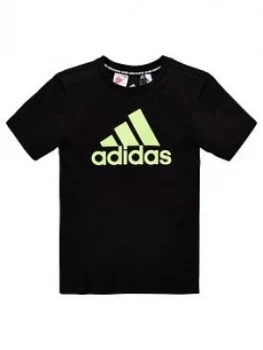 Image of Boys, adidas Childrens BOS Short Sleeve T-Shirt - Black, Size 4-5 Years