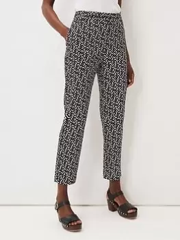 image of Phase Eight Phase 8 Mackenzie Geo Jacquard Tapered Trouser, Black/White, Size 10, Women