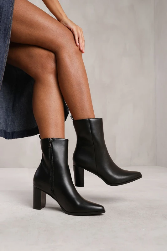 Image of Where's That From Womens 'Artic' Block Heel Ankle Boot in Black Size: 6 Black Female 6