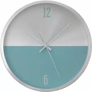 Wall Clock Silver / Blue Finish Frame Clocks For Living Room / Bedroom / Contemporary Style Round Shaped Design Metal Clocks 4 x 30 x 30 - Premier