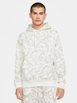 image of Nike Club Camo All Over Print Hoodie - White