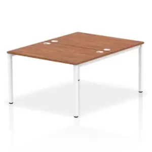 image of Impulse Bench B2B 2 Person 1200 White Frame Office Bench Desk Walnut