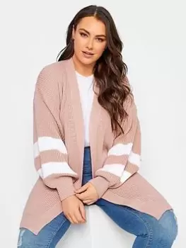 Image of Yours Varsity Balloon Sleeve Cardigan, Pink, Size 18-20, Women