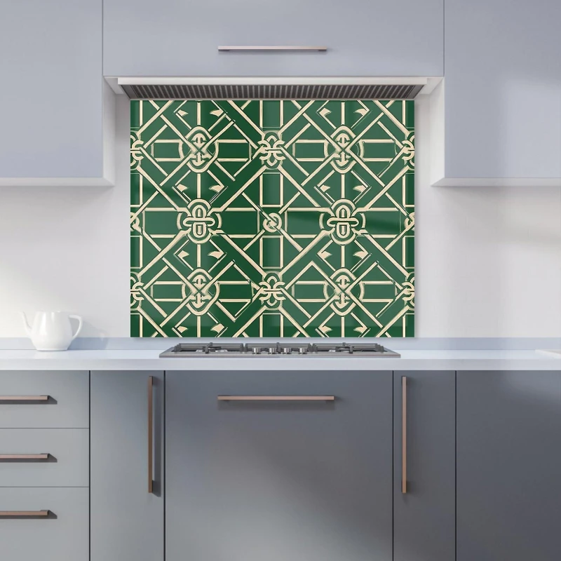 Image of Warren Reed - Designer Green Lattice Design Kitchen Splashback Size: 600mm x 750mm Green Unisex 600mm x 750mm