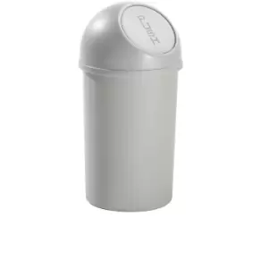 image of helit Push top waste bin made of plastic, capacity 13 l, HxØ 490 x 252 mm, light grey, pack of 6