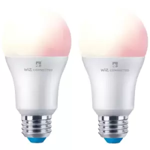 Image of 4lite WiZ Connected LED Smart A60 Bulb WiFi & Bluetooth ES (E27) Colour Changing, Tuneable White & Dimmable - Twin Pack