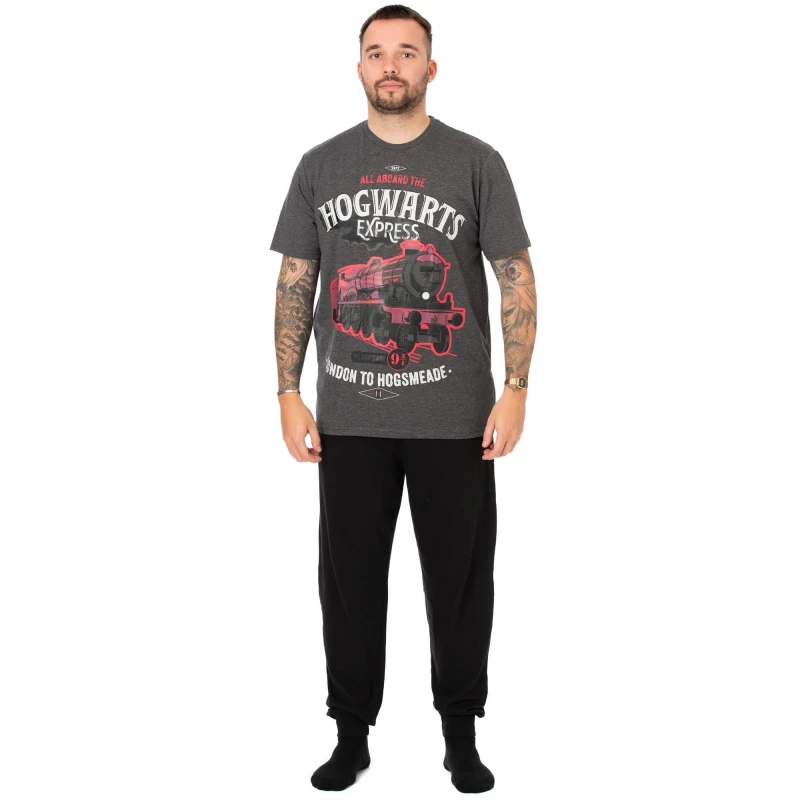 Image of Harry Potter Short Sleeve Long Leg Pyjama Set Grey male