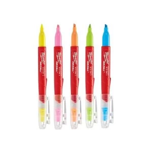 Image of Milwaukee Hand Tools INKZALL Highlighter Assorted Colours (Pack 5)