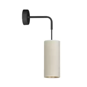 image of Bente Black Wall Lamp with Shade with White Fabric Shades, 1x E14