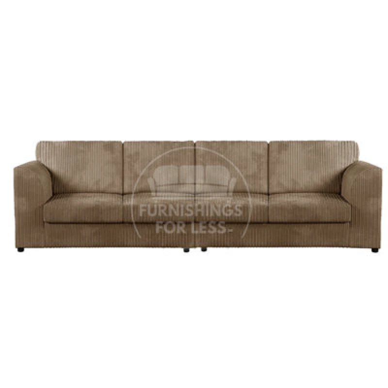 Image of Furnishings For Less UK Luxor Long Fabric Jumbo Cord 4 Seater Sofa - Full Back Coffee