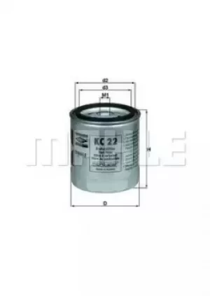 image of Fuel Filter KC22 77486376 by MAHLE Original