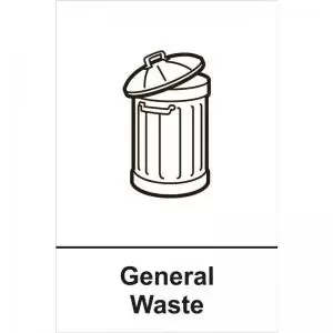 Image of General Waste’ Recycling Sign; Rigid 1mm PVC Board 200mm x