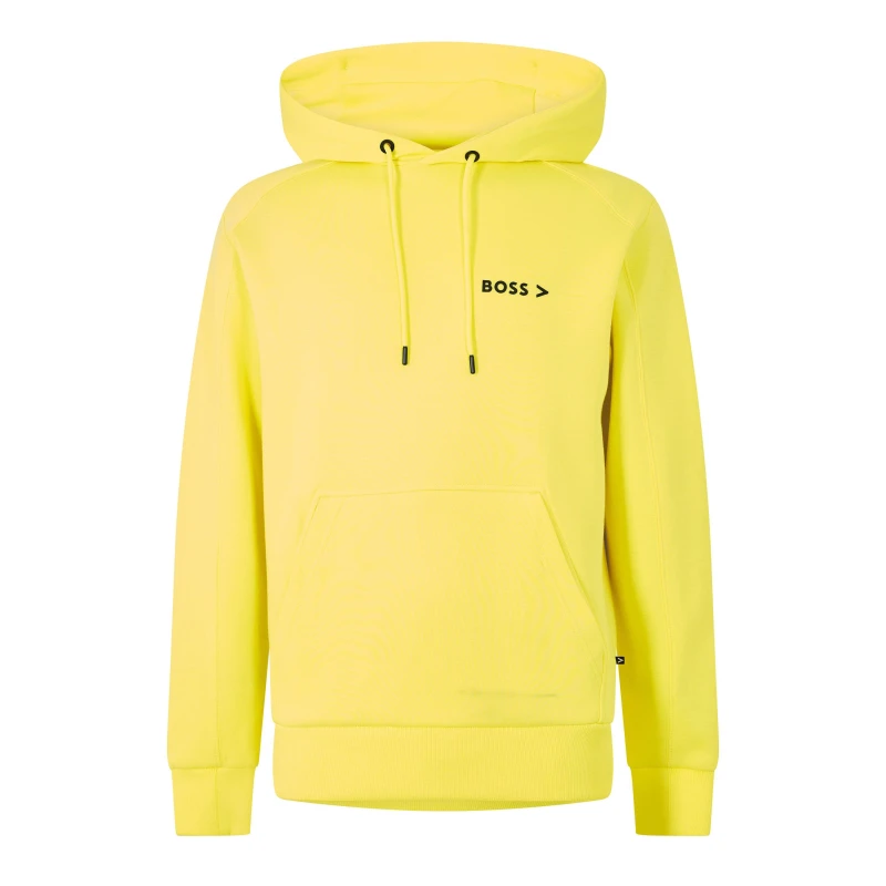 Image of Boss Mens P Seeger Short Sleeve Pull Over Hoodie Bright Yellow male S