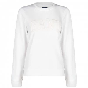 Image of Gant Arch Logo Crewneck Sweatshirt - 113 EggSHELL