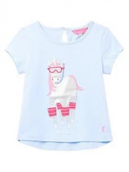 Joules Toddler Girls Maggie Sea Horse T-Shirt - Blue, Size Age: 6 Years, Women