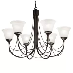 Image of 6 Bulb Chandelier Light Gothic Style Ivory Colour Candle Tube Black LED E14 60W
