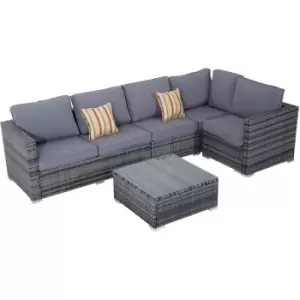 Image of Outsunny - Rattan Sofa Set 4PC Patio Cushioned Corner Sofa Coffee Table Outdoor Garden Furniture Aluminium Frame Wicker Weave Conservatory Grey