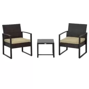Image of Outsunny 3pc Outdoor Rattan Bistro Set - Beige