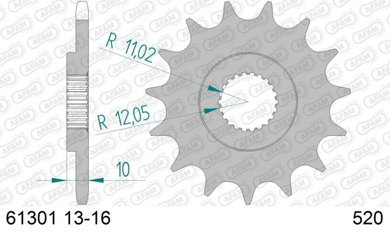 Image of AFAM Steel Standard Front Sprocket 61301 - 520