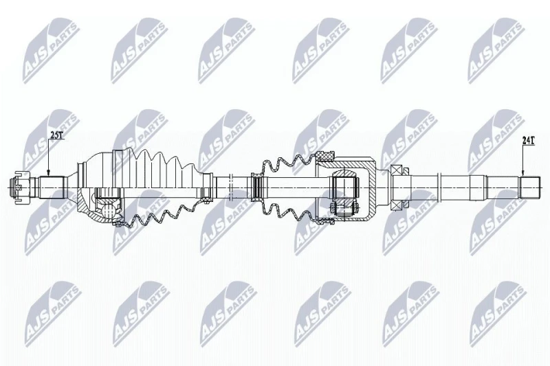 Image of NTY NPW-CT-079 Drive shaft Front Axle Right, with bearing(s) Drive Shaft (13)