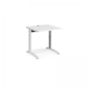 image of TR10 height settable straight desk 800mm x 800mm - white frame and