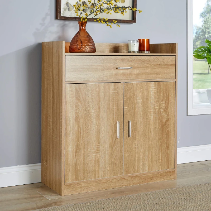 Image of Home Source Novara Shoe Storage Cabinet With 2 Door Brown